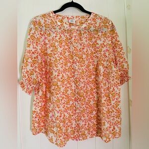 Croft & Barrow Beautiful Short Sleeve Button Down Floral Light Shirt Size L